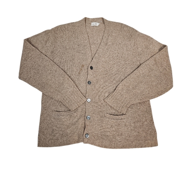 Vintage All Wool Neutral Tan Wool 1/2 Button Cardigan Sweater Size‎ XL Men's R13 - Picture 1 of 11